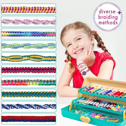Friendship Bracelet Making Kit with Storage Box,DIY String Bracelet Arts and Craft for Girls Aged 8-12,Kids' Travel Activity Toy Set,Easter Birthday Gifts for Ages 6 7 8 9 10 11 12 Year Old Blue
