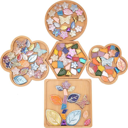 2.5 lb Irregular & Flower Ceramic Mosaic Tiles for Crafts - (800g Small Irregular Tiles + 330g Flower Mosaic Pieces), Mix Shapes & Colors Ceramic Mosaics for DIY Projects & Home Decor