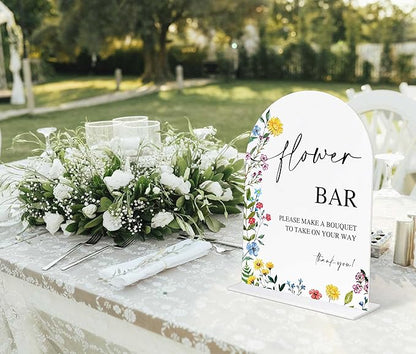 Acrylic Wedding Signs Flower Bar Sign for Reception, 6x8" Floral Themed Arch Acrylic Table Decor, Love Is In Bloom & Baby In Bloom Decorations for Baby Shower Bridal Shower Engagement Party