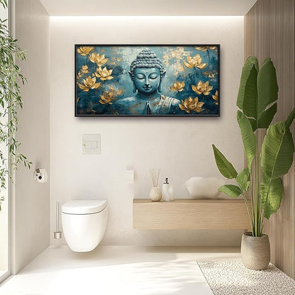 Buddha Large Wall Art Framed Wall Decor for Living Room Buddhist Lotus Pictures Oversized Canvas Print Painting Modern Extra Large Artwork for Bedroom Office 60"x30"