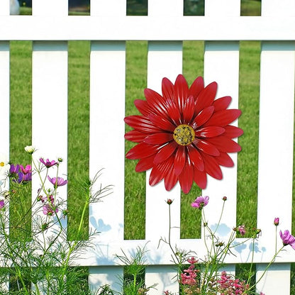 Dekomere Metal Flowers Outdoor Decor 13" Metal Sunflower Wall Art Decorations Sunflower Wall Decor for Kitchen Living Room Porch Garden Yard
