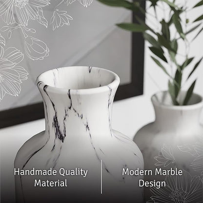 Creative Scents White Marble Look Vases Home Decor - Vase Set of 3 - Perfect for Holding Pampas Grass, Dried/Fresh Flowers, Vases for Your Kitchen, Bedroom, Office, Living/Dining Room, or Shelf Decor