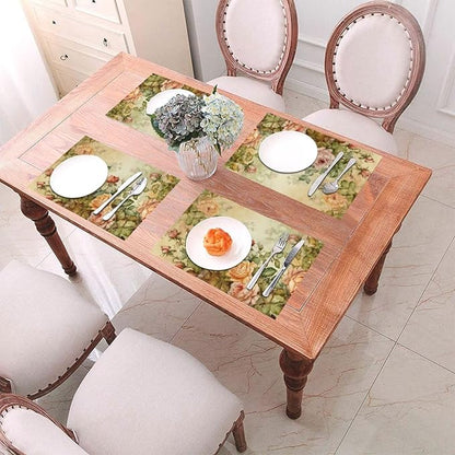 Placemats Set of 4 PVC Woven Place Mats Heat Resistant Easy to Clean for Indoor Outdoor Party Kitchen Dining Table Decoration 12"x18"