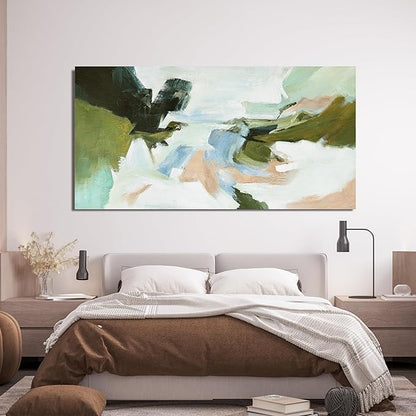Suconvng Canvas Art Wall Decor Abstract Blue Painting Colorful Home Wall Decor Living Room Modern 24"X 48"Abstract Art Prints Artwork For Bedroom Multicolor