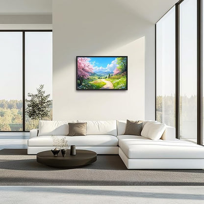 Mountain Trees Large Wall Art Framed Nature Scenery Wall Decor for Living Room Country Road Pictures Oversized Canvas Print Painting Modern Extra Large Framed Artwork for Bedroom Office 36"x24"