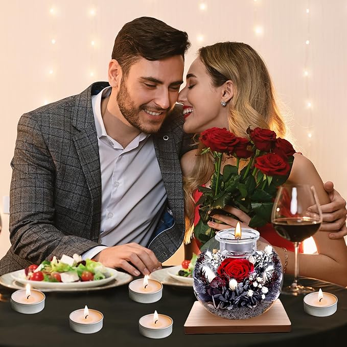 Christmas Birthday Gifts for Women Preserved Roses in Glass Dome with Scented - Romantic Preserved Flower for Women, Girlfriend, Wife, Mom, Grandma, Sister, Her-Red