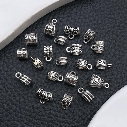 WOCRAFT 60pcs Antique Silver Bails Space Beads Bracelet Charms for Jewelry Making Sets DIY Necklace Bracelet Keychain Crafting Charms Kit Craft Supplies (SN851)