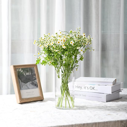 Clear Flower Vase, Non-breakable Vases, 4" W x 4" H, Acrylic Vase, Aesthetic Room Decor Cylindrical Modern Flower Vases for Table Centerpiece, Home Decor, Women Floral Arrangement Gift