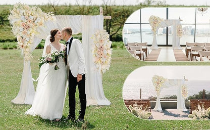 Ting's time Artificial Wedding Arch Flowers Kit(Pack of 4) 2pcs Large Artificial Flower Swags with 2pcs Draping Fabric for Wedding Party Ceremony Decoration(Beige)