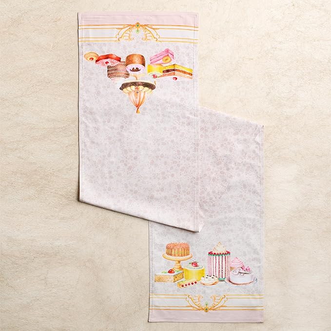 Maison d' Hermine Tablerunners 100% Combed Cotton Premium Table Runner Decorative Table Cover, Home, Dining, Cocktail Party & Camping, Pastries (Double Layer) - (14.50"x72")