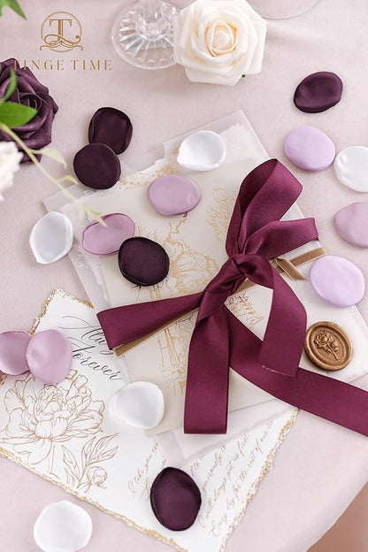 TINGE TIME 400pcs Silk Flower Petals for Wedding, Rose Petals for Decoration, Fake Flower Petals for Bridal Showers, Flower Girl Petals for Anniversaries and Parties (Lavender & Plum)