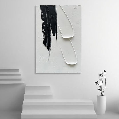 Epicler art Hand-painted Black and white Abstract wall Decoration Oil painting Minimalist art 36x24 inches