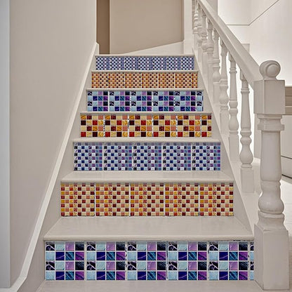 CHGCRAFT 36 Pcs 4 Style Wall Stickers 3D Effect Peel and Stick Wall Tile Sticker Various Mosaic Style Waterproof Self Adhesive Stick on Tile Decals for Kitchen Bathroom Art Decor, 4×4 Inch