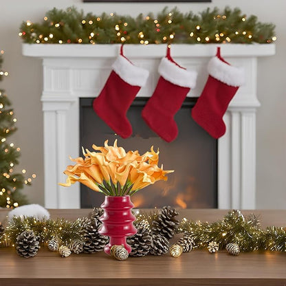 Mandy's PU Gold Calla Lily Artificial Flowers 20 Stems 13.5in Faux Realistic Centerpiece for Thanksgiving and Christmas Decorations DIY Bridal Bouquet Home Décor