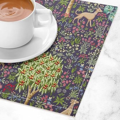 William Morris Placemats Boho Rural Farmhouse Vintage Flower Art Printed Dining Table Mats Set of 4 for Home Kitchen Holiday Picnic Party Decor 12x18in