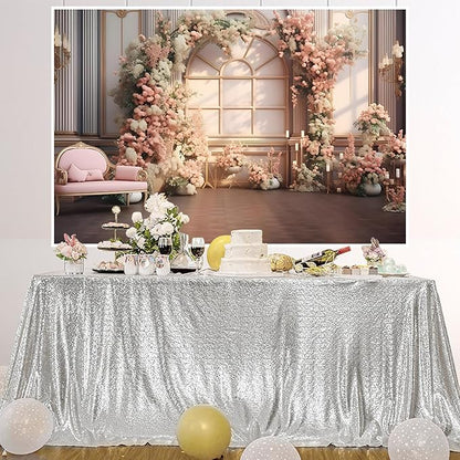AOTOFO 9x6ft Pink Flowers Wedding Backdrop Elegant Rose Blossom Floral Pretty Plant Photography Background for Woman Bride Party Girls Bridal Shower Photo Studio Shoot