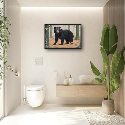 Framed Large Pictures Wall Art for Living Room, Forest Bear Oversized Wall Decor Cabin Animal Canvas Print Painting Extra Large Framed Artwork for Bedroom Office 36"x24"