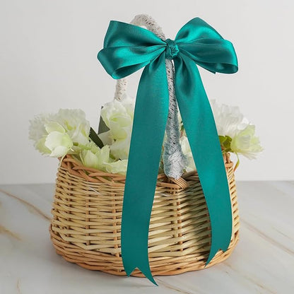 MEEDEE Teal Satin Ribbon - 1.5 Inch Double Faced, Perfect for Christmas Tree, Weddings & Flower Bouquets