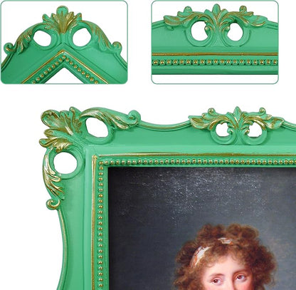 SIMON'S SHOP 8x10 Picture Frame Antique Frame 8x10 Vintage Photo Frames 10 x 8 in Light Green with Gold Trim, Wall and Tabletop Picture Frames