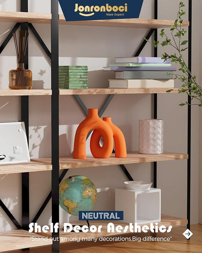 Hug Donut Decorative Vase Set - Modern Vases Home Decor, Decorative Vase for Bookshelf, Entryway Table, Dining Table Centerpiece, Mantle or Fireplace Decor, Console (Orange)
