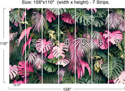 Cliouar-Wall Mural Wallpaper for Bedroom Living Room 3D Mural Monstera Tropical Plant Green Plant Banana Leaf Palm Leaf 158" x 110"(Not Self-Adhesive)