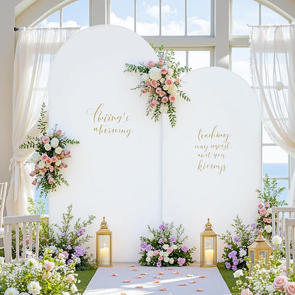 White Arch Backdrop Cover Set of 2 Birthday Party Arch Covers 7.2 and 6ft Wedding Arch Cover Stretchy Backdrop Bridal Baby Shower Birthday Arch Covers Spandex