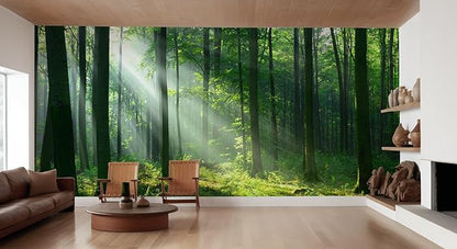 Forest Wall Murals Peel and Stick Forest murals Removable Waterproof Large Wallpaper for Living Room Bedroom(Color-4, 137×98 inch)