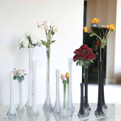 Craft And Party, Pack of 12, Eiffel Tower Vases Centerpiece for Flower, Wedding, Decoration. (20", Clear)