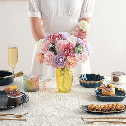 Artificial Flowers Combo, Fake Flowers for DIY Tables Centerpieces Baby Shower Bridal Shower Wedding Bouquet Arrangements Party Candle Holder Cake Decor Flower Home Decorations