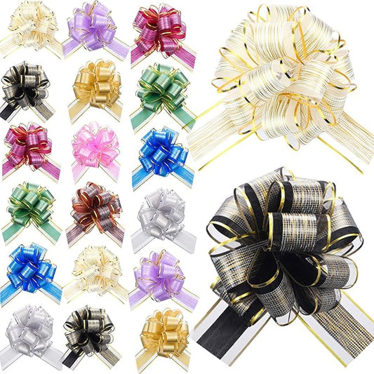 WILLBOND 20 Pieces 6 Inch Pull Bows Gift Wrapping Ribbon Pull Bows for Christmas Wedding Baskets Valentine Multicolor Wrap Accessory for Gift Present Holiday Decor(Assorted Color)