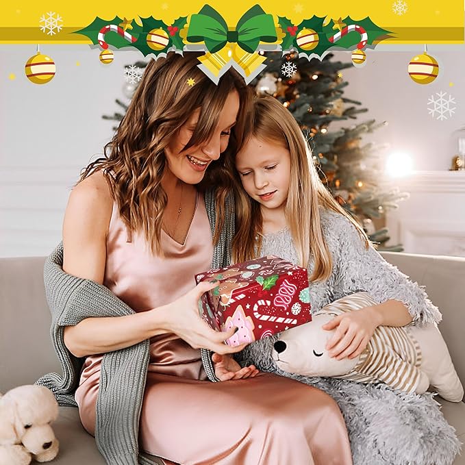 Cherubfunz Christmas Wrapping Paper (4 Rolls: 148 sq. ft. ttl) - Christmas Elements Collection - 30 inches x 14.8 feet Per Roll