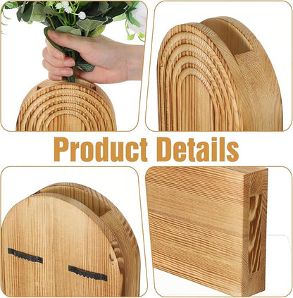 2 Pack Wood Wall Planter Vase,Wall Vases for Flowers Boho Walls Decor Wooden Vases Mounted Wooden Planters Holder Walls Plant for Living Room, Bedroom, Bathroom-11.75X5.45 Inches