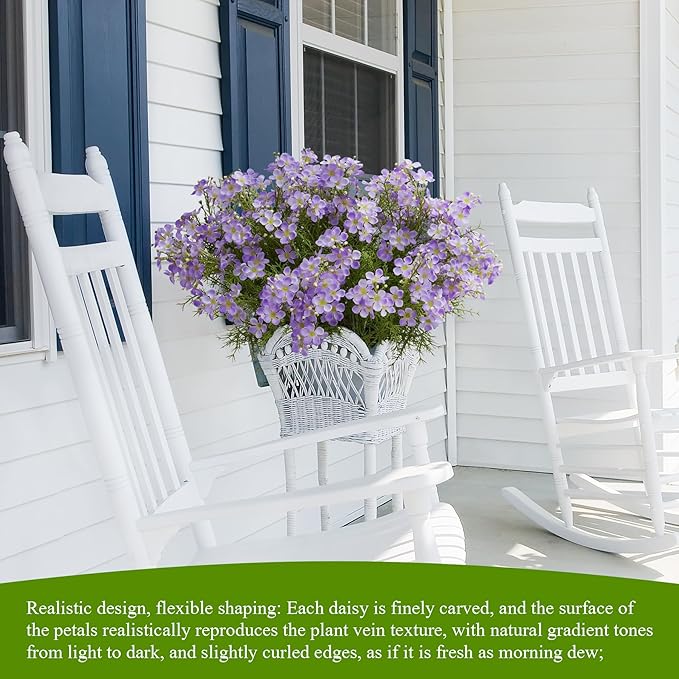 Spring Decorations for Home Fake Flowers Hydrangea Artificial Plants Indoor Mantle Decor Plastic Flowers Artificial Plants Outdoor Garden Decor Hanging Plants 6pcs（Purple） Flowers