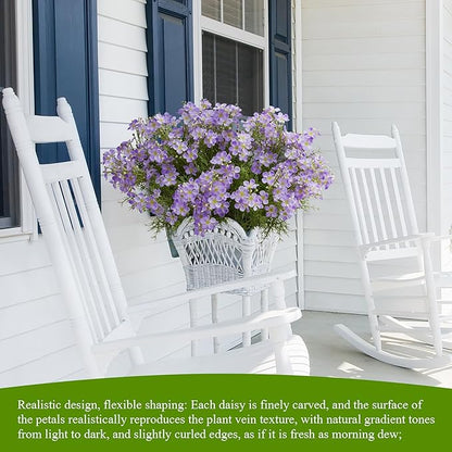 Spring Decorations for Home Fake Flowers Hydrangea Artificial Plants Indoor Mantle Decor Plastic Flowers Artificial Plants Outdoor Garden Decor Hanging Plants 6pcs（Purple） Flowers