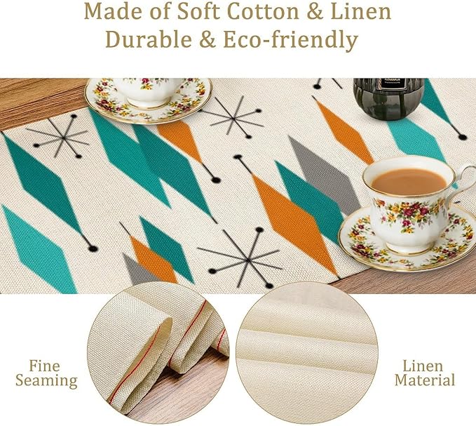 Mid Century Modern Table Runner,Table Runners for Kitchen Dining Modern Tables Decor Decoration for Kitchen Family Dinner Table Holiday Party Farmhouse 13 x 60 Inch