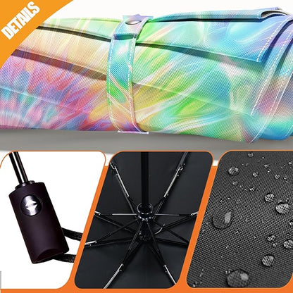 Small Compact Travel Automatic Folding Umbrella for Women, Portable Lightweight, Rain, Wind, UV Sun Shade