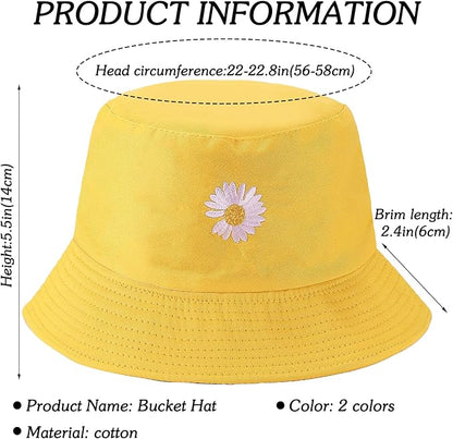 Sun Hat for Women Bucket Hat Cotton Reversible Summer Travel Beach Fishing Cap