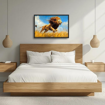 Lion Large Decor Wall Art Framed Pictures for Living Room, Animal Oversized Canvas Print Painting Modern Extra Large Framed Artwork for Bedroom Office Home Decor 36"x24"