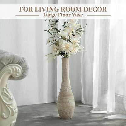 Hanobe Floor Vase Home Decor: 22 inch Tall Decorative Wood Vases for Living Room Large Rustic Farmhouse Boho Vase for Dining Table Centerpieces Bedroom Corner Hallway Indoor Office