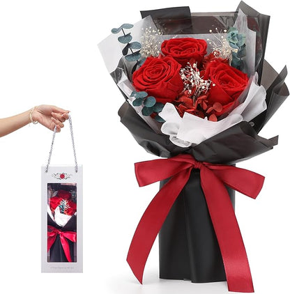 Flower Bouquet Gifts for Her, Flowers for Delivery Prime, Preserved Roses Flower Gifts for Women, Valentines Flowers, Mom Gifts from Daughter Son, Birthday Gifts, Real Roses,Red Roses