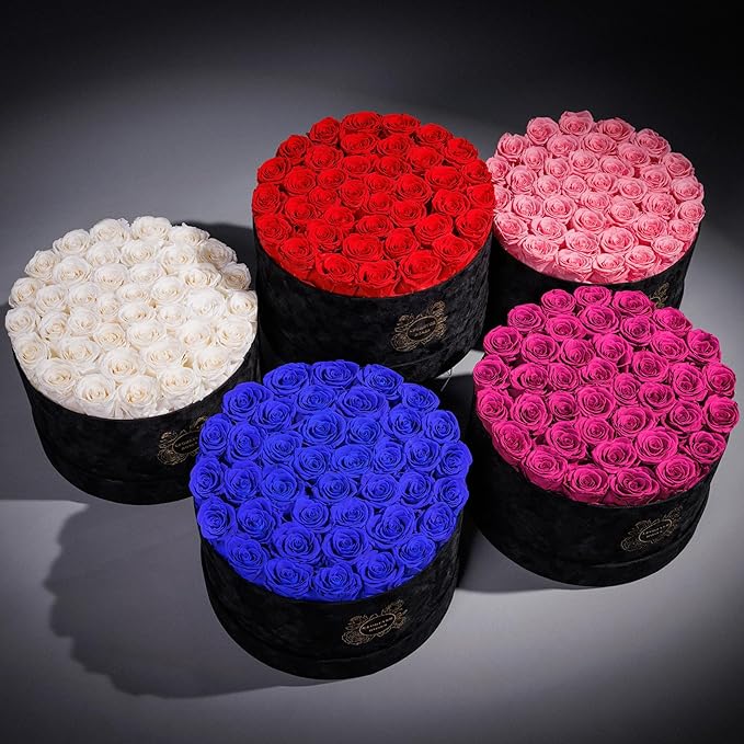 40 Pieces Preserved Roses in Suede Box, Flowers for Mothers Day, Preserved Flowers Gift for Women, Red