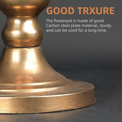 WORTH 15" H. Tall Gold Color Urn Vase for Centerpieces, 11.8" Dia. Classic Metal Trumpet Small Flower Pots for Table, Bowl Vase for Wedding Party Event Home Decor