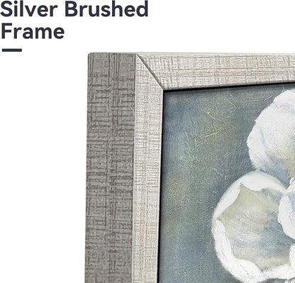 Floral Framed Canvas Wall Art - Vintage Blooming Gray Flowers Painting Abstract White Botanical Picture Modern Prints Artwork for Living Room