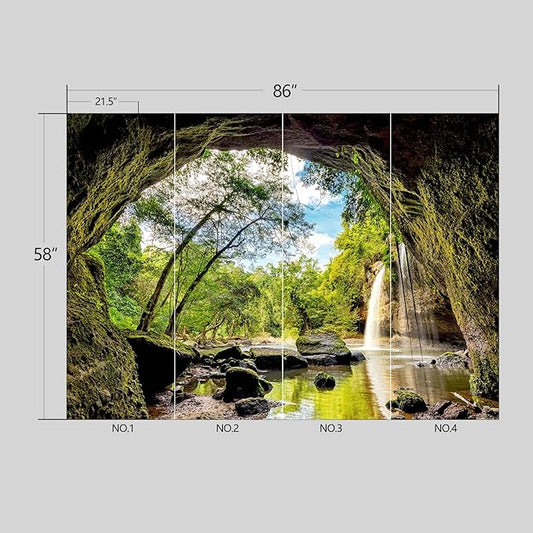 3D Space Cave Landscape Wallpaper Peel and Stick Wall Mural for Bedroom Living Room - 58"x86"