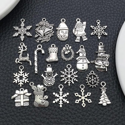 WOCRAFT 60pcs Antique Silver Christmas Bracelet Charms for Jewelry Making Sets DIY Necklace Bracelet Keychain Crafting Charms Kit Craft Supplies (SN825)