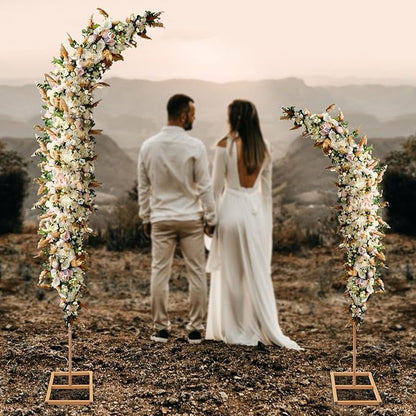 Metal Arch Backdrop Stand, 2 set Gold Metal Curved Top Wedding Arch Frames, Flower Arch Door Floral Decorations for Wedding Birthday Party Anniversary Ceremony