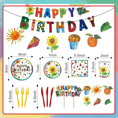 120 Pcs Hungry Caterpillar Party Supplies, Hungry Caterpillar tissue Party Plates Tablecloth Banner etc Hungry Caterpillar Decorations Party for 20 Guests