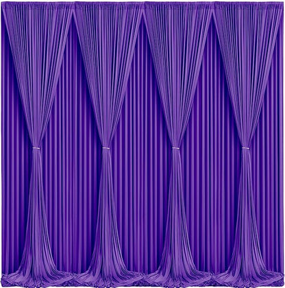 Purple Backdrop Curtains 10 Panels-Wrinkle-Free Purple Curtains Polyester Photography Drapes for Baby Shower Birthday Party Photo Background Backdrop Stand- 40 X10FT