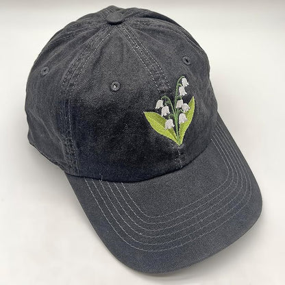 Cute Flower Hat, Elegant Floral Embroidered Adjustable Baseball Cap for Men Women, Gifts for Flower Lovers, Black
