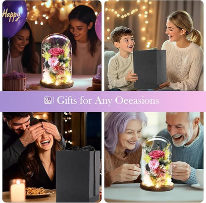 Eternal Rose Sweet Pink Flower Preserved Long Lasting Stable Color Natural Material Symbol of Everlasting Love for Wife Mothers Select Anniversary Rose Gift Birthday Present Christmas